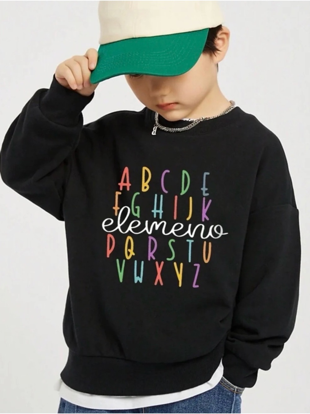 Kids Black Alphabet Graphic Sweatshirt